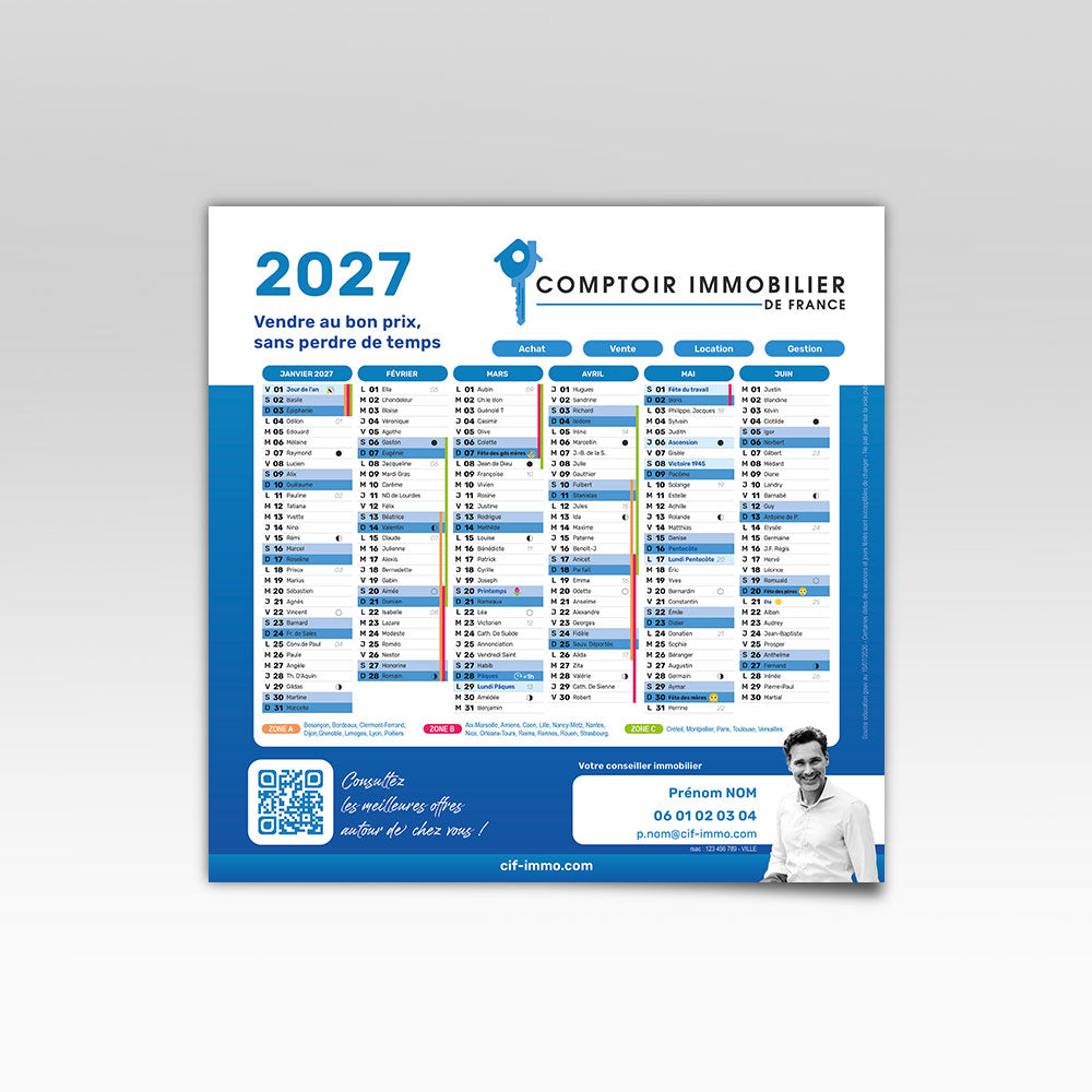Calendrier Carré 2027