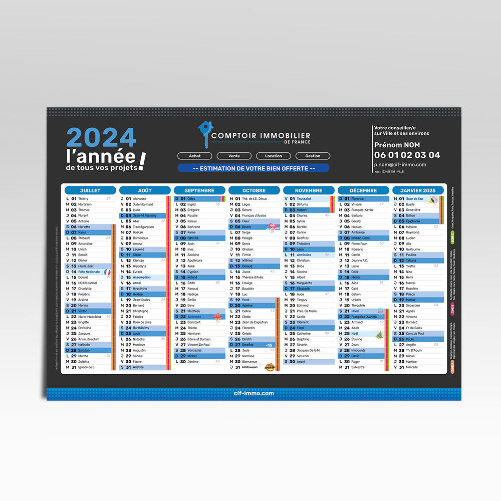 calendrier 2024, A4 en français : : Produits Handmade