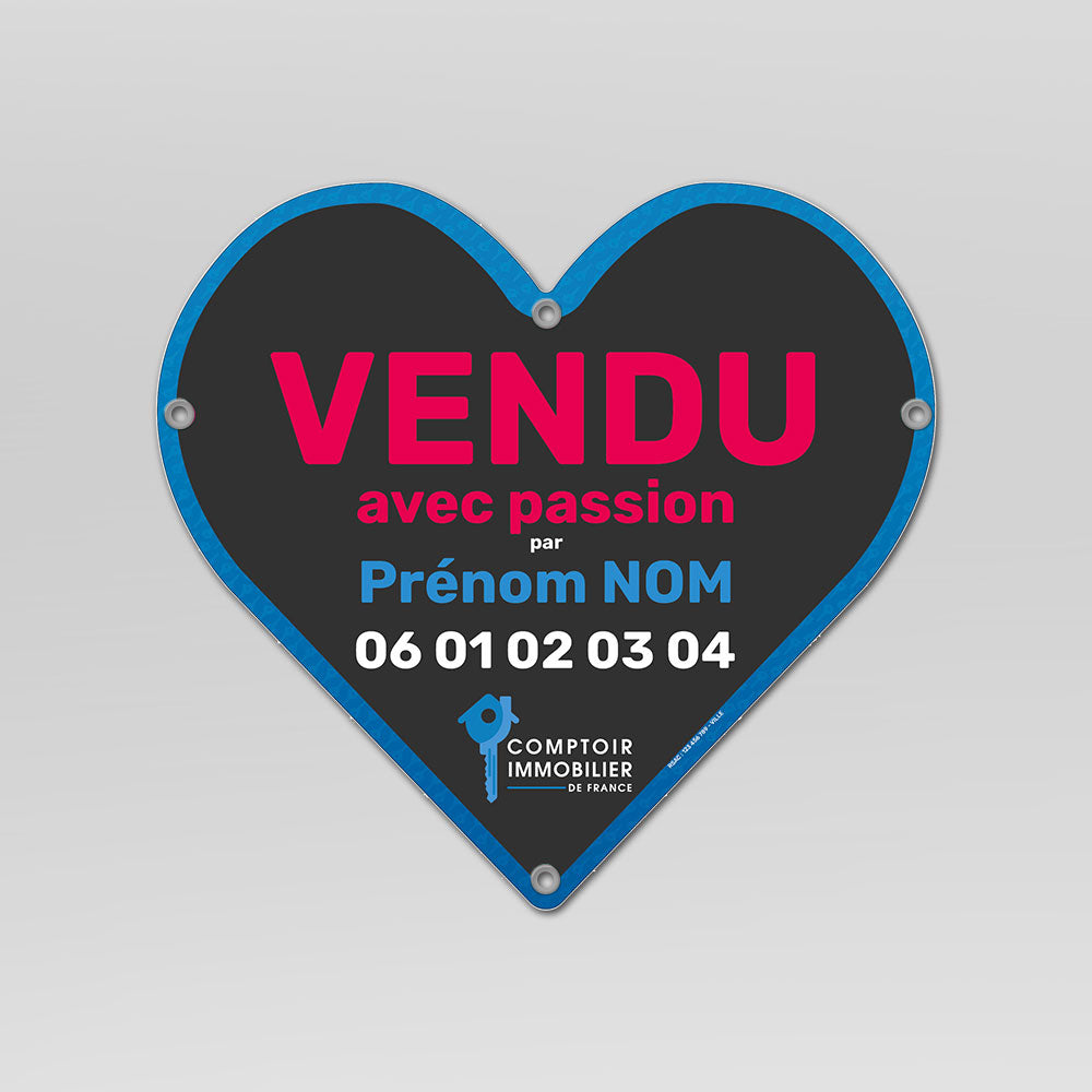 Panneau VENDU COEUR
