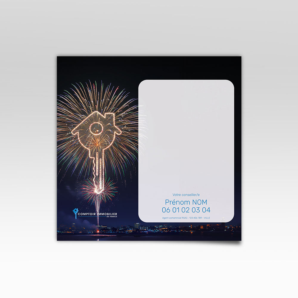 Carte de Voeux Carré Feux d'artifice