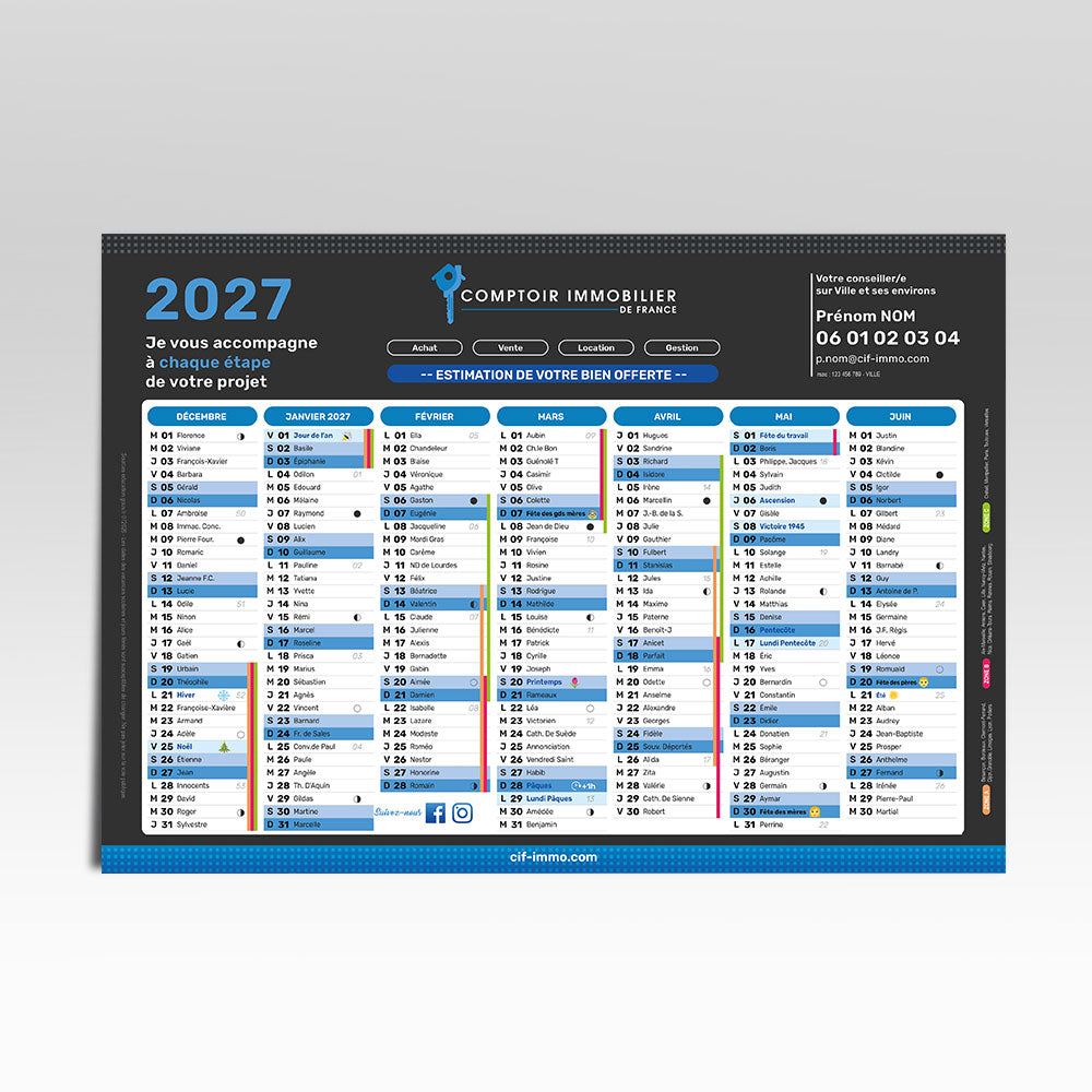 Calendrier 2027 - 14 mois