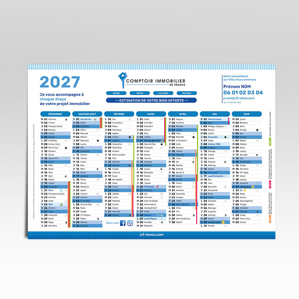 Calendrier 2027 - 14 mois