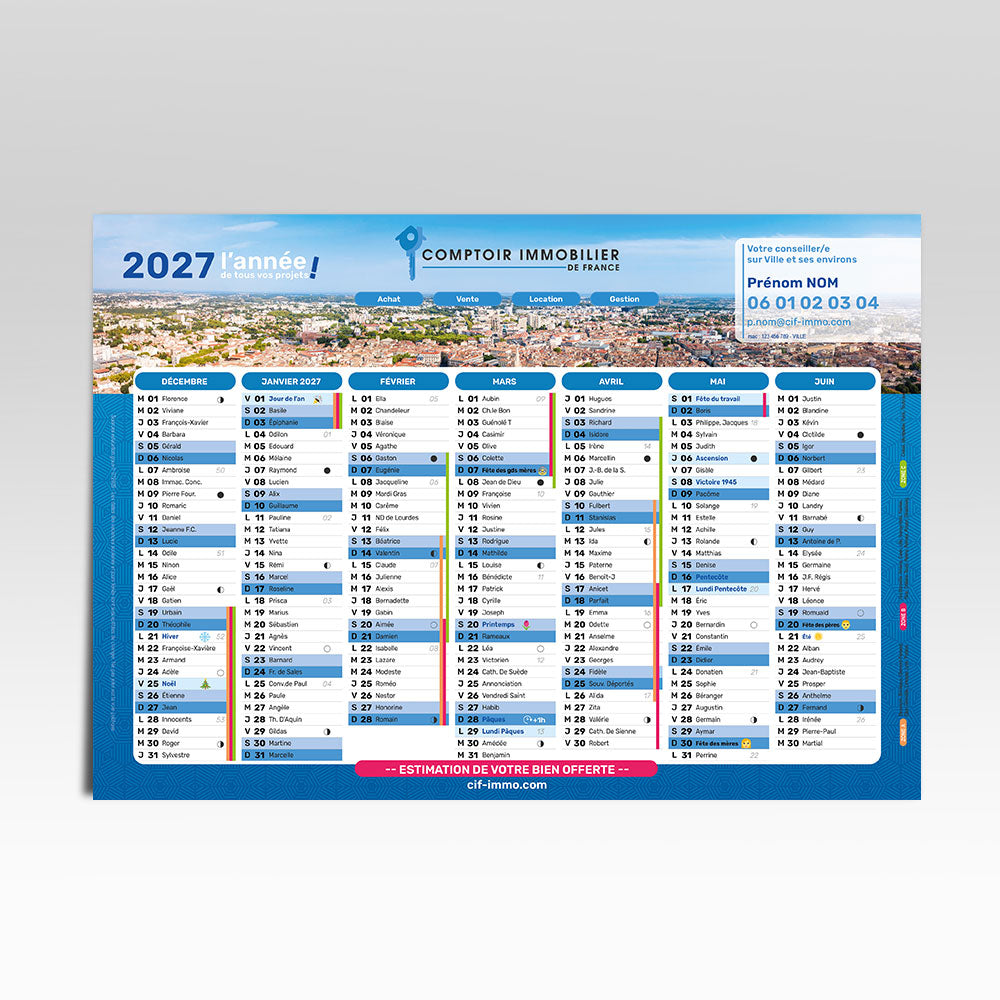 Calendrier Région 14 mois 2027
