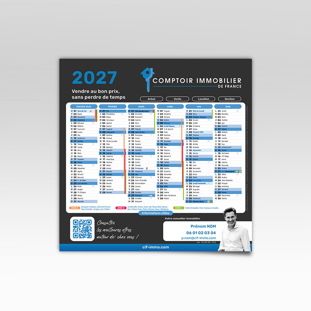 Calendrier Carré 2027