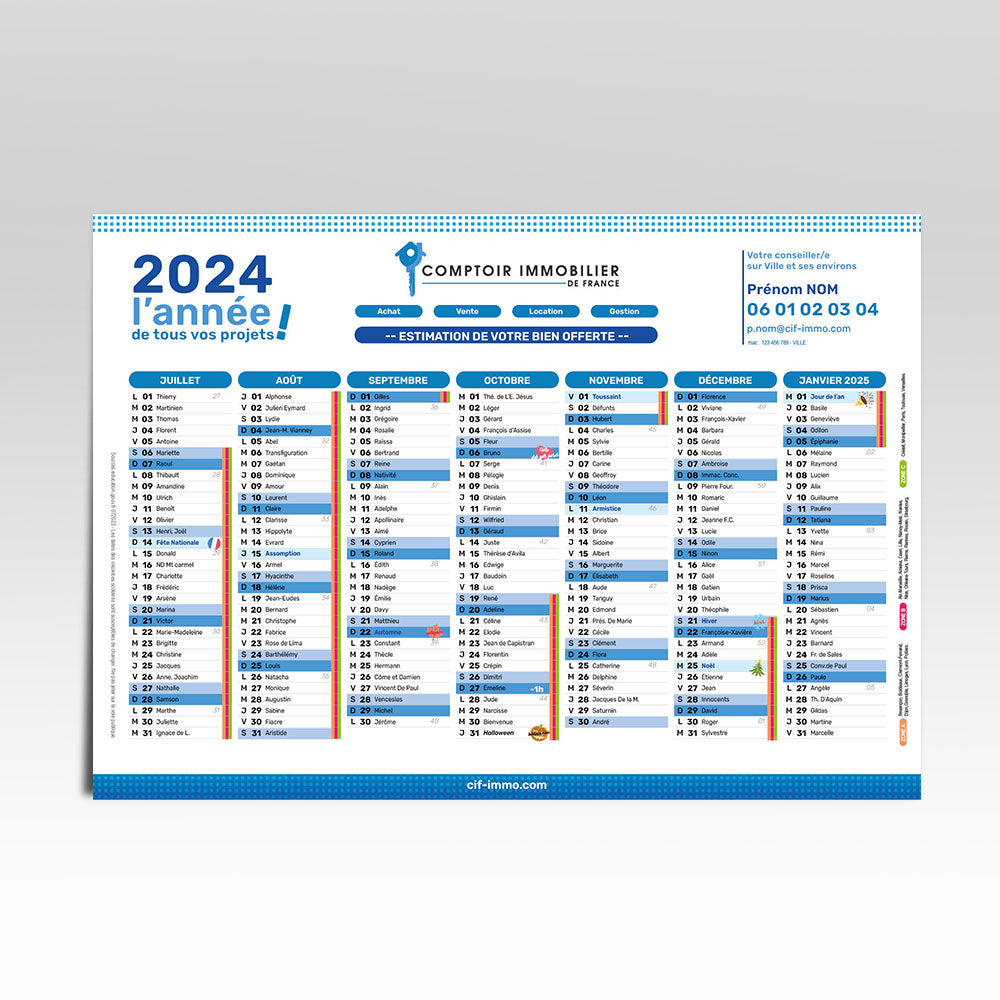 Grand calendrier 2024 Format A4 - Reve en coton