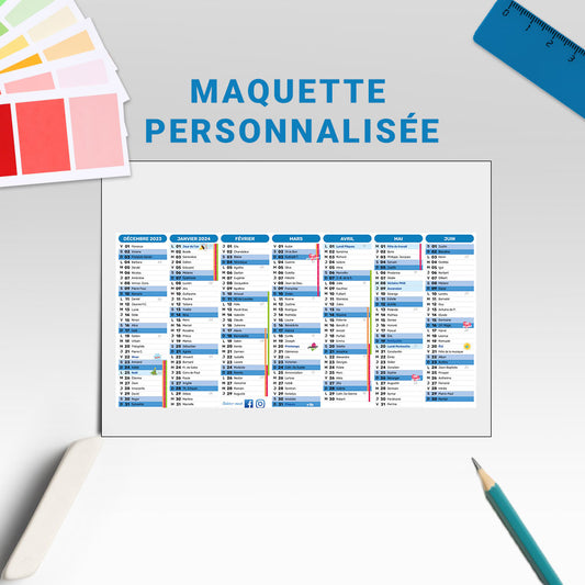 Calendrier 2026 - Modèle personnalisé sur-mesure