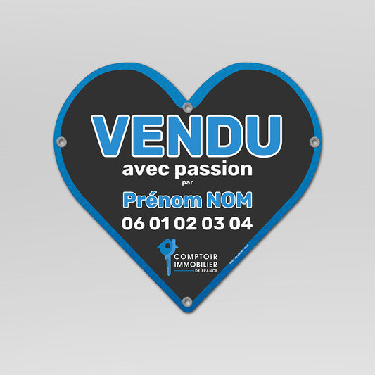 Panneau VENDU COEUR