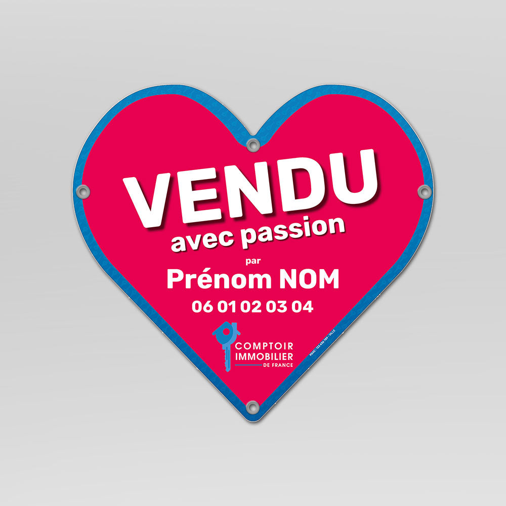 Panneau VENDU COEUR