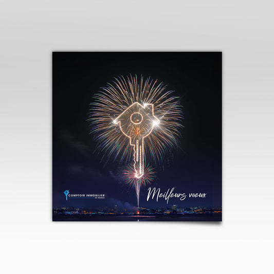 Carte de Voeux Carré Feux d'artifice