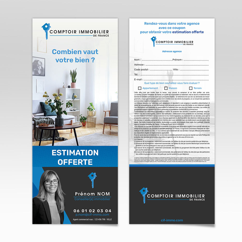 Tract Estimation 10 x 21 cm avec carte détachable