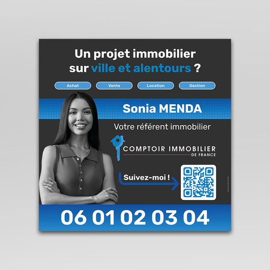 Panneau Sponsoring avec QR Code - 100 x 100 cm