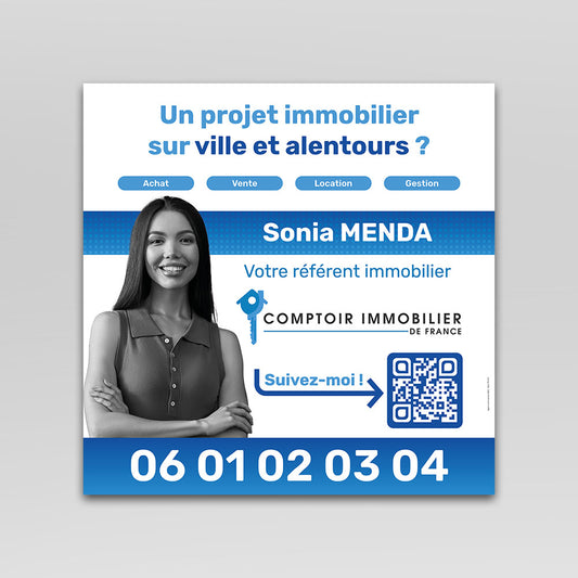 Panneau Sponsoring avec QR Code - 100 x 100 cm