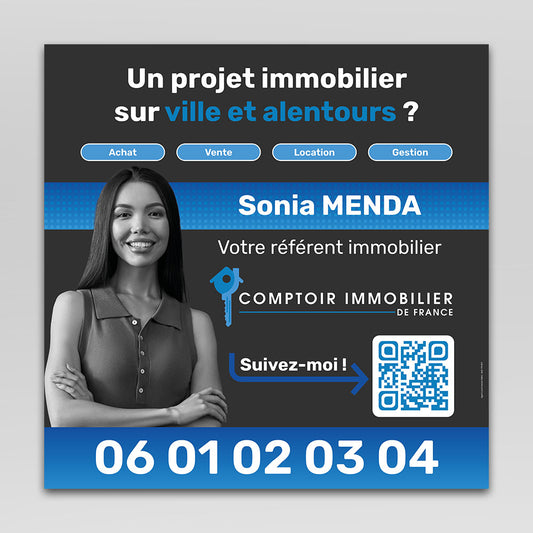 Panneau Sponsoring avec QR Code - 130 x 130 cm