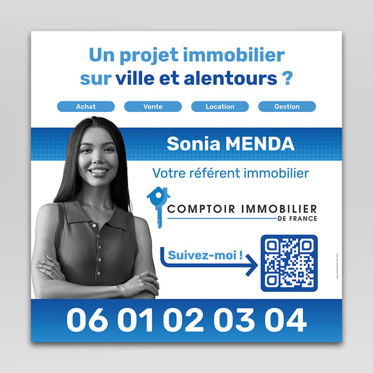 Panneau Sponsoring avec QR Code - 130 x 130 cm